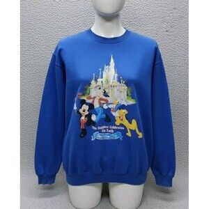 Vtg 2005 Walt Disney World Sweatshirt XL Blue Mickey Donald Goofy Pluto